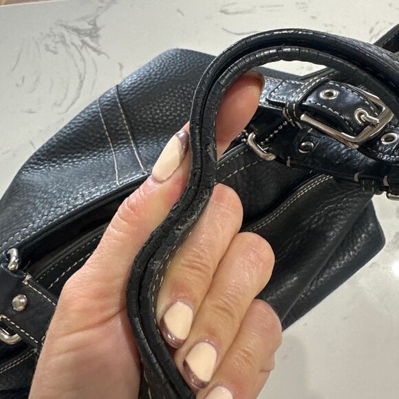 COACH Hamilton Purse Shoulder Hand Bag Black Pebble Leather Tote, Medium, EUC - Picture 6 of 9